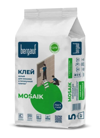 Клей белый для мозаики и прозрачной плитки Mosaik С2 ТЕ 5кг Bergauf  1 6