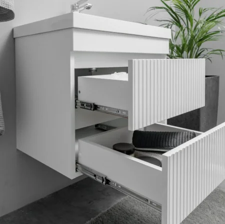 Тумба подвесная Garda Puro 60 с 2 ящиками, фасад фрезерованный с нишами (под Астория) PU-T60-W белый