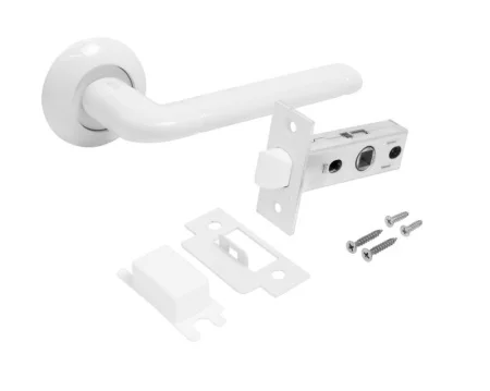 Ручка дверная АЛЛЮР АРТ ПОЛО W+L45-8 W (15110/S45) с защелкой матовый белый