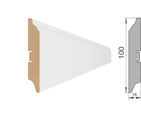 Плинтус МДФ Stella 100B 2000x100x16мм Белый  1 4