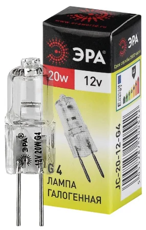 Лампа галогенная G4 20Вт 280Лм 3000К G4-JC-20W-12V C0027369 (Эра)  1 100