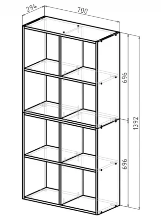 Стеллаж 8 секции 1392х700х294мм Дуб грей (Герда) *1