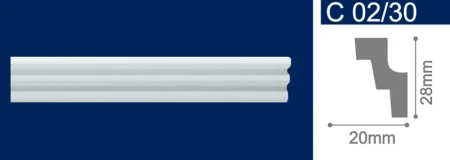 Плинтус потолочный экструзионный С02/30 2м (20х28мм) Солид 