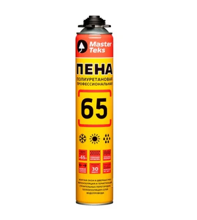 Пена полиуретановая MasterTeks 65 ПРО всесезонная 825мл 9413343 9412243 9413554  1 12