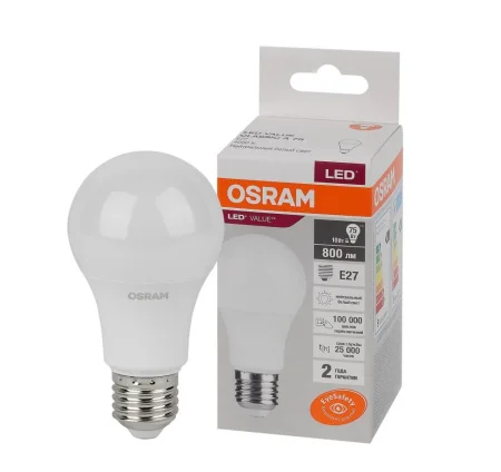 Лампа Е27 груша LED Value LVCLA75 10SW 840 10Вт матовая 230В 10х1RU 4058075578852 (Osram)  1