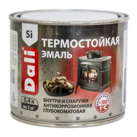 Эмаль термостойкая серебристая 0,4 л (до 600⁰С) DALI  6