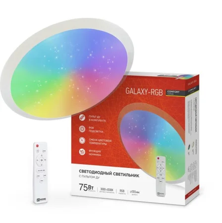 Светильник светодиодный COMFORT GALAXY-RGB 75Вт 230В 3000-6500К 6000лм 555х85мм с пультом ДУ 4690612
