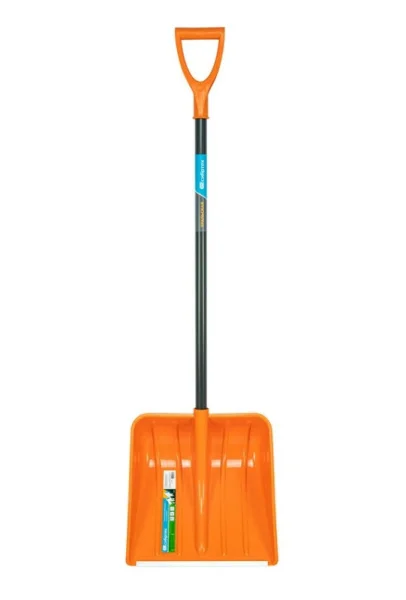 Лопата снегоуборочная пластиковая 400х405х1380мм стальной черенок Сибртех 61666