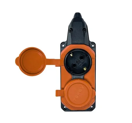 Колодка удлинителя 2-м 16А IP44 с заземл. каучук TKE-C10-KK2-Z оранжевый (Tokov Electric)  1