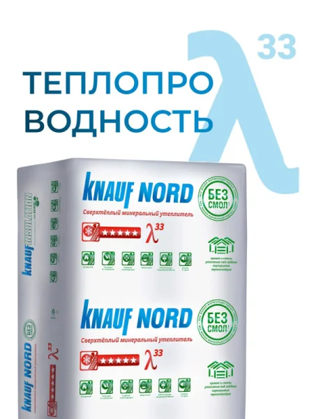 Утеплитель ТеплоКНАУФ Норд 100х600х1250 мм/4,5 м²/6 плит 