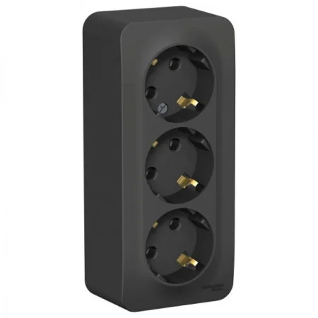 Розетка 3-м ОП  Blanca  16А б зазем антрацит BLNRA000316 (SchE)  6