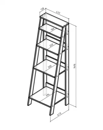 Этажерка "Лофт" 1416х450х410мм белая (Герда) *1