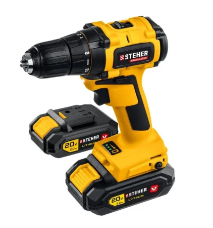 Дрель-шуруповерт аккум. Steher CDB-200-2 V1 20В, 2АКБ (2Ач), кейс