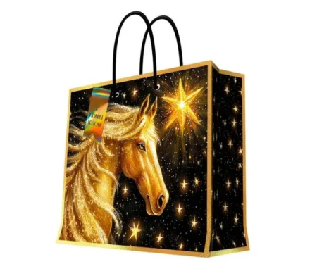 Бумажный пакет для сувенирной продукции с ламинацией, с шириной основания 33 cм, плотность бумаги 140 г/м2 33x26x14см 95775FE