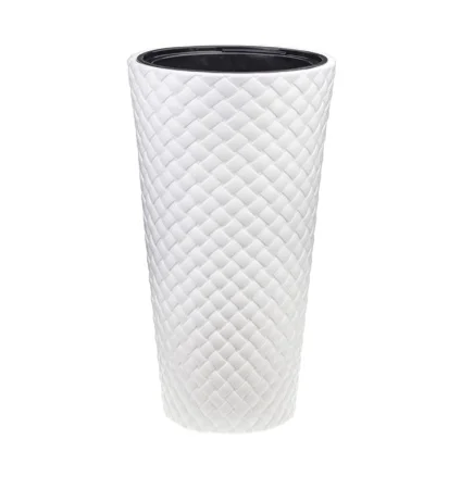 Кашпо д цветов пласт.  Ротанг  9 л и 42 л со вставкой белое М3407 (М-Пл)  1