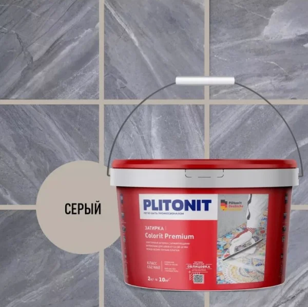 Затирка для швов PLITONIT Colorit Premium 0,5-13мм биоцидная серая 2кг