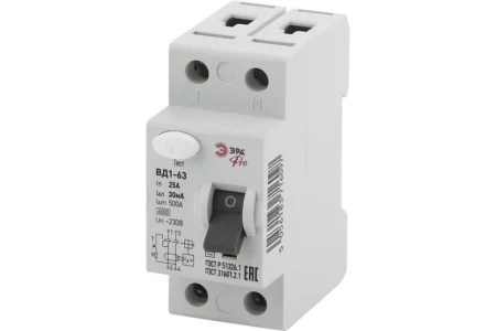 Устройство защитного отключения (УЗО) 1P+N 25А 30мА ВД1-63 Pro NO-902-24 Б0031714 Эра