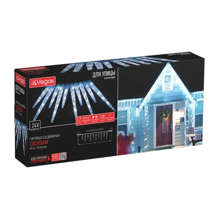 Электрогирлянда-конструктор VEGAS  Сосульки  10 шт (30 см,20 см), 40 холодных LED ламп, прозрачный п