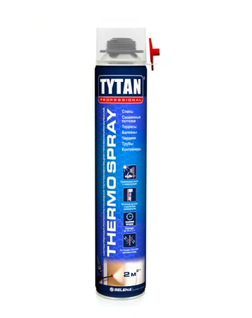 Теплоизоляция напыляемая полиуретановая Tytan Professional THERMOSPRAY, 870мл 1уп=12шт