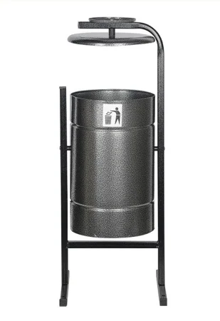 Урна для мусора круглая `Космос` с крышкой и пепельницей (антик серебро) 21 л Урна для мусора круглая `Космос` с крышкой и пепельницей (антик серебро) 21 л