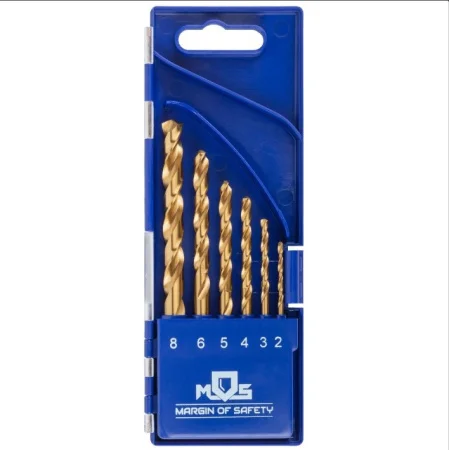Набор сверл по металлу 2-3-4-5-6-8мм уп-6шт HSS шлифованные титановое покрытие, угол заточки 135° MO