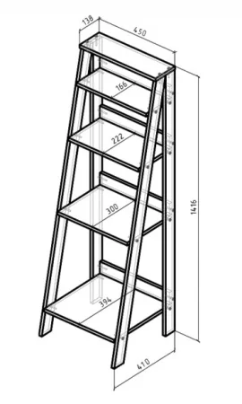 Этажерка "Лофт" 1416х450х410мм Дуб грей  (Герда) *1