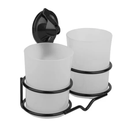 Стакан настенный двойной на присоске Air-lock Sakura BI-1001 037325 черный