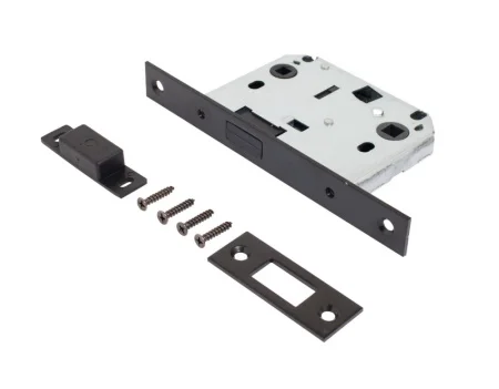 Защёлка врезная сантехническая АЛЛЮР АРТ L7050-MS BL магнитная без ручек с фиксатором, матовый черны