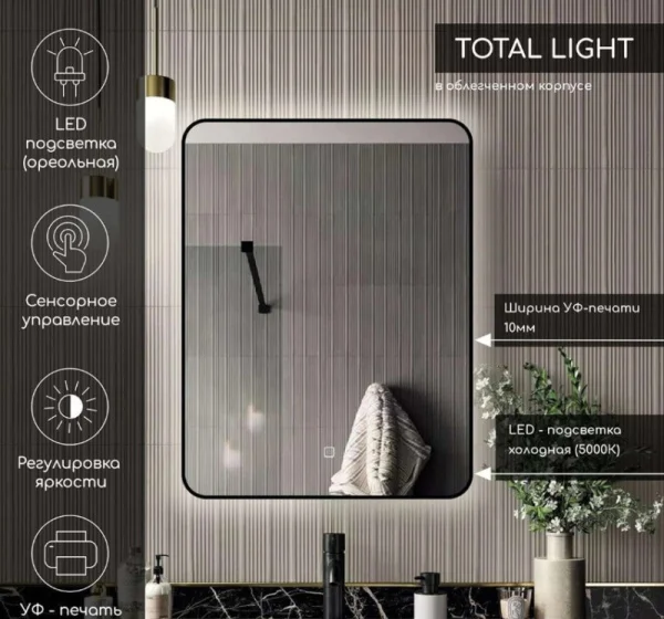 Зеркало Total Light LED DS256 600x800 с сенсором