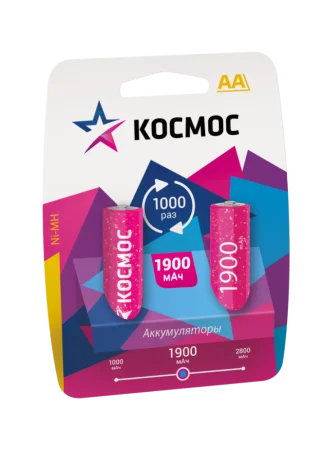Аккумулятор AA R6 NI-MN BP-2 (упак 2 шт) 1900mA KOCR6NIMH (Космос)  12