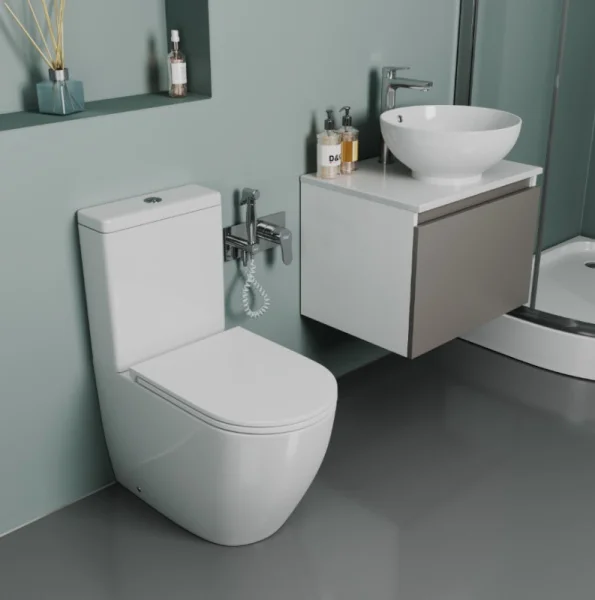 Унитаз-компакт D&K Matrix DT1397016 сиденье микролифт белый