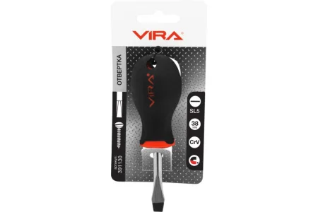 Отвертка шлицевая SL5х38мм двухкомпонентная рукоятка Rage by Vira 391130  1
