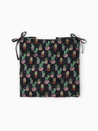 Подушка на стул "Этель" Succulents 42×42см чёрная 100% хлопок 6756595 *1