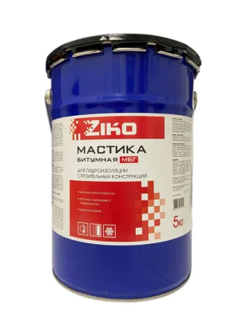 Мастика Битумная Гидроизоляционная МБГ ZIKO 5кг (ХозДвор)  48