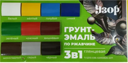 Грунт-эмаль 3 в 1 по ржавчине Узор Черная (глянц) фас 0,8кг