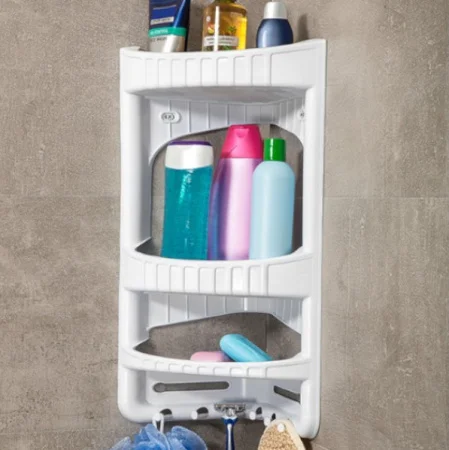 Полка трехъярусная угловая + крючки цвет белый 09166 (DDSTYLE)