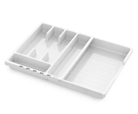 Лоток для столовых приборов раздвижной  Смарт  белый С424БЕЛ