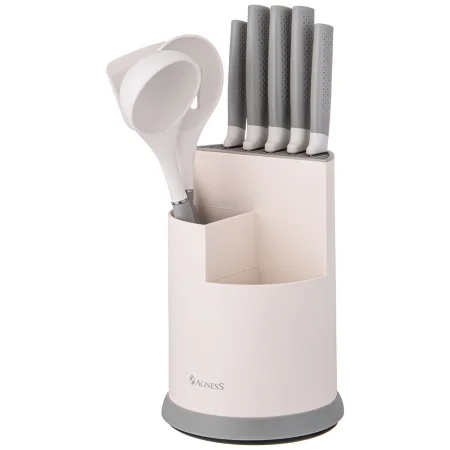 Набор Agness 9предм  5 ножей, половник, лопатка, шумовка, подставка 671-211  1