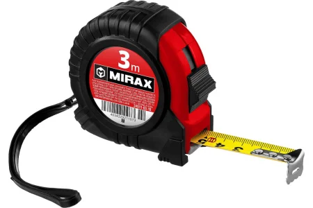 Рулетка 3м 18мм обрезиненный корпус фиксатор Mirax Rubber 34011-03-18_z02  1