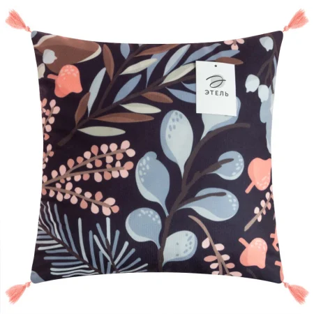 Наволочка декоративная Этель "Флора" 43х43см с кисточками 100% п/э велюр 190г/м2 7039257 *1