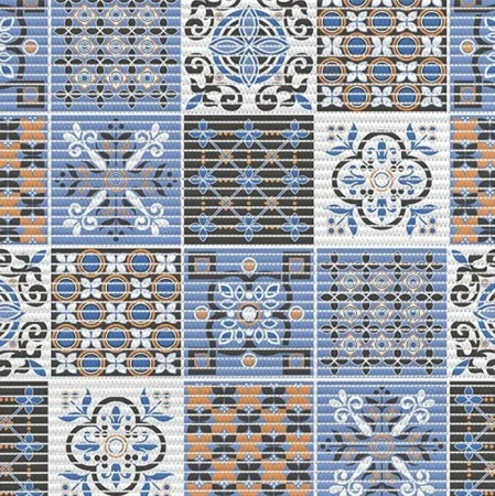 Коврик напольный0,8х15м Vilina 225PT Преображение мозаика цветная синий оранжевый, пвх