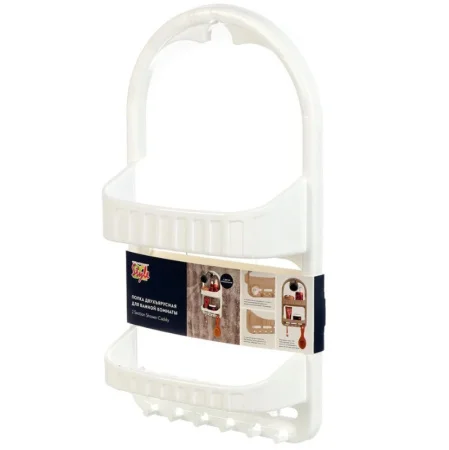 Полка двухъярусная навесная + крючки цвет белый 09164 (DDSTYLE)