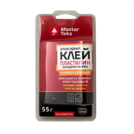 Клей-пластилин эпоксидный MasterTeks холодная сварка универсальный темно-серый 55мл 9753187  1 18