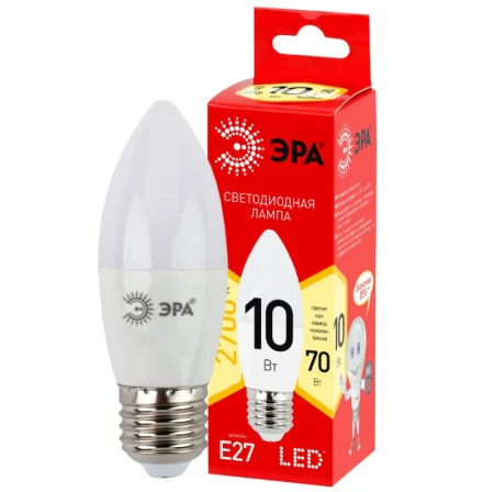 Лампа Е27 свеча 10Вт 800Лм 2700К LINE LED B35-10W-827-E27 R E27 / Е27 Б0052377 (Эра) *1/10/100