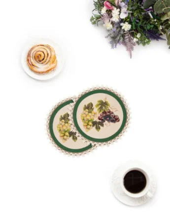 Комплект салфеток Жюра Виноград и лимоны Зеленый D-27см 2шт 08320