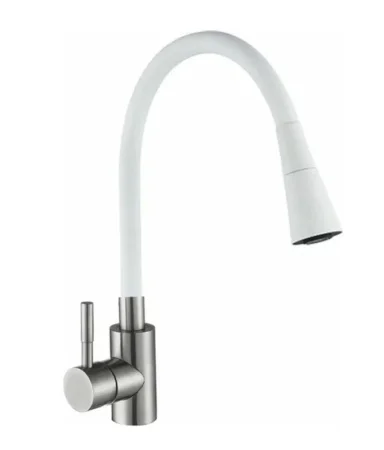 Смеситель для кухни одноручный с высоким силиконовым изливом Антей Мармелад 572571 белый