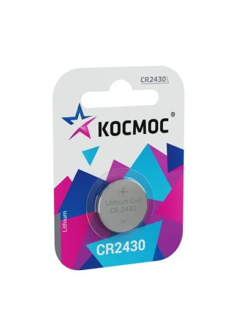 Элемент питания литиевый  CR2430 1хBL блист. 1шт KOCR24301BL (Космос)  1