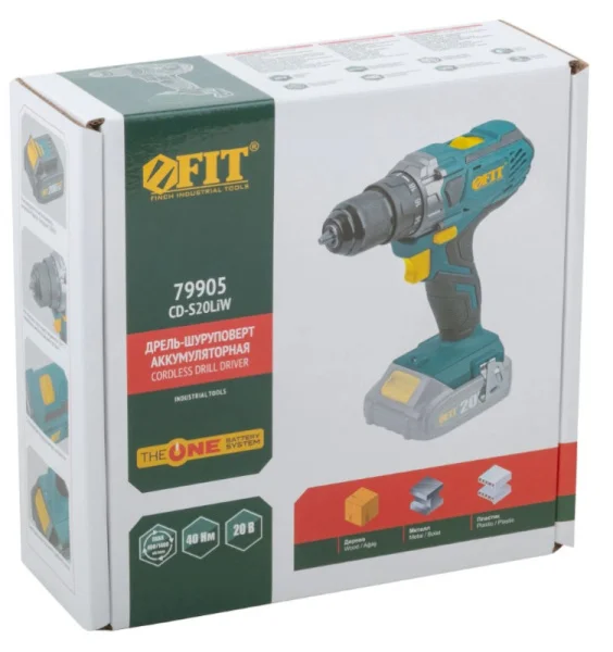 Дрель-шуруповерт аккум. Fit CD-S20LiW 79905 20В, 40Нм, без АКБ, коробка