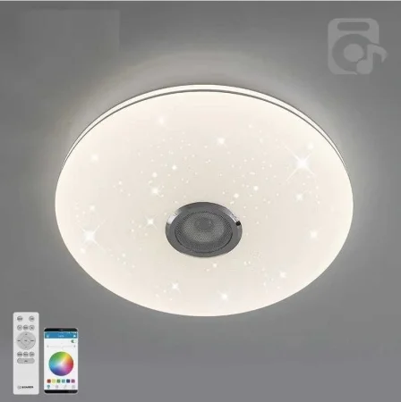 Люстра светодиодная MUSIC RGB 60W(6000Lm)2K-4K-6K 390x70 пульт ДУ хром муз колонка IP20 (Estares)  1