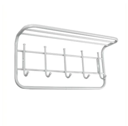 Вешалка настенная с полкой 60см 5 крючков белое серебро ВСП 6БС (ЗМИ) *1